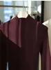 Lavável à máquina, suéter de lã merino ultrafina de 60 contagens, malha sem costura de dupla torção de calibre 18, gola alta básica para mulheres, nova coleção de outono