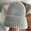 Quente de pele de coelho chapéu de malha das mulheres de dupla camada engrossado chapéu de lã ocasional protetores de ouvido macio glutinoso toe cap casual chapéu frio moda