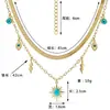 Moda Europea y Americana Chapado en Oro de 18 Quilates Oro Genuino Venta Caliente Transfronteriza Turquesa Ojo Maligno Acero Inoxidable Collar para Mujeres, Lujo Ligero