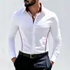 Comercio Exterior Amazon Ropa Nueva para Hombre Bloque de Color Cuello Triángulo Manga Larga Camisa Talla Europea Moda Juvenil Casual Camisa Sencilla