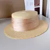 Sombrero de Paja de Cinta Ancha de Seda Merceizada Estilo Japonés para Mujer Verano Protector Solar Sombrero de Copa Plana Sombrero de Copa de Moda Sombrero de Moda