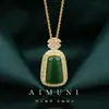 Nuevo collar de tarjeta de nada verde jaspe imitación estilo chino cadena de clavícula de temperamento femenino moda elegante para enviar a amigas regalo para madre