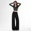 Calça Social Preta de Pernas Largas para Mulheres 2025 Outono Nova Alta Qualidade Cintura Alta Solta Aparência Emagrecedora Versátil Reta Casual
