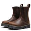 Cremallera Lateral 2976 Botines Chelsea para Mujer Botas de Motocicleta de Suela Gruesa para Mujer Piel Genuina de Primera Capa Crazy Horse Suela de Plataforma Banda Elástica