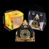Adorno de Pirámide de Bola de Cristal Natural, Pieza de Decoración para el Hogar de Grava de Cristal Recubierta de Resina, En Caja