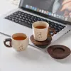 Taza de cerámica estilo chino con ceniza vegetal para oficina, taza de té, taza de café para uso en casa y oficina, doble propósito para té y café, juego en caja de regalo, personalizable