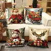 Nueva Funda de Cojín Estilo Navideño Papá Noel Impresión Digital Multiescenario Hogar Decoración Suave Cojín Festivo Funda de Cojín