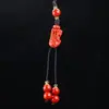 Colgante para Teléfono Flor de Loto Cinabrio para Mujeres, Colgante Llavero de Pixiu Calabaza para Teléfono y Coche, Adorno Rojo de Arena para Coche Unisex