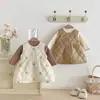 Vestido Chaleco de Terciopelo para Bebé Niña Otoño e Invierno 2025 Chaleco Exterior Acolchado de Terciopelo para Bebé
