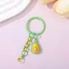 Lindo colgante de llave de macarrón de fruta, adorno de fruta hecho a mano para bolsos y llaveros de niñas