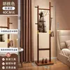 Perchero de Madera Maciza de Pie para Dormitorio Uso en Casa Color Nogal Madera de Caucho Multifuncional Con Ruedas Móvil Almacenamiento Perchero para Colgar Ropa
