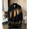 Outono 2026 Design Americano Pesado Senso de Design Gola Alta Moletom Masculino Marca da Moda Tendência Cor Sólida Solto Esportivo Casual Top