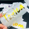 Retire la película y deje las palabras Etiqueta de Cristal Logotipo Transparente Personalizado Metal Transferencia UV Pegatina Sensible a la Presión Separación Cristal