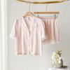 Pijama Estilo Palacio para Mujer Verano Seda de Hielo Manga Corta Shorts Delgada Primavera y Otoño Conjunto Verano Dos Piezas Seda Ropa de Casa