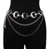 Cadena de cintura de girasol europea y americana Cadena corporal de metal para mujer Luna Creciente cadena cruzada elegante y ajustable cinturón de vestido decoración de cintura