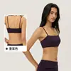 Top de tirantes finos para yoga para mujer con almohadillas en el pecho, sujetador deportivo sexy sin espalda, top de fitness de color liso