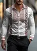 Camisa masculina de manga comprida estampada, estilo europeu e americano, camisa casual masculina de corte solto, para primavera e outono
