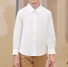 Camisa Blanca de Algodón Nueva para Niños y Niñas Primavera y Otoño 2025 Cuello Camisero Estilo Universitario Manga Larga