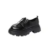 Zapatos de Cuero de Suela Gruesa Estilo Británico para Mujer 2024 Nueva Primavera Combinan con Todo Negro Jk Zapatos de Una Capa Plataforma Mocasines Mocasines Ins a la Moda