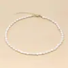 Collar de Perlas con Forma de Frijol Roscado Estilo Coreano Simple y Versátil Cadena para Clavícula Joyería en Vivo