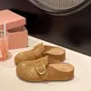 Sapatos Meio Abertos Birkenstock Retrô Femininos Verão Novo Estilo Grávidas Ao Ar Livre Slip-On Preguiçoso Birkenstock Antiderrapantes Mocassins Fechados