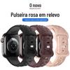Para Apple S10 Pulseira 3D em Relevo Rosa Padrão Cor Sólida Pulseira de Silicone Apple watch9Ultra2