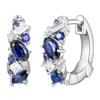 Brincos de diamante azul banhados a platina fecho de orelha nova cor azul safira brinco de orelha brincos de zircônio azul Reno pequeno fecho de orelha de diamante quebrado