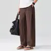Pantalones cortos nuevos de mezcla de lino 2026 con diseño de bolsillo trasero estilo americano, textura agradable para la piel, transpirables, suaves y estructurados, ropa casual para hombre