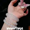 Luz de Luna Blanca Fría, Nuevo Estilo Chino, Pulsera de Ágata Natural de Alta Transparencia Hielo, Sensación de Alta Gama, Pulsera de Ágata Congelada Lichi