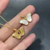 Colgante de Mariposa de Concha Blanca en Oro de 18K Au750 Colgante de Mariposa Vintage Repujado con Moissanita y Zafiro Joyería de Lujo Ligero para Mujer