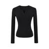 Camiseta de Fondo Elegante de Estilo Coreano con Cuello en V y Hombro Derecho Descubierto para Mujer 2025 Nuevo Otoño Temprano Look Adelgazante Estilo Lujuria Pura Top de Manga Larga