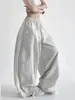 Calça Esportiva Wide Leg Retro Americana com Três Listras para Mulheres e Homens, Estilo Hip-Hop de Verão Solta Bf, Vibe Preguiçosa, Calça Cool e Estilosa de Comprimento Total