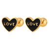 Corea del Sur Nuevo Nicho Simple Elegante Lujo Ligero Amor Amor Gota de Pegamento Uña para Hueso de Oreja Aretes de Acero de Titanio con Forma de Corazón para Moda Femenina