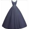 Vestido de Noche Nuevo Europeo y Americano sin Mangas Azul Marino Encaje Malla Falda Larga Aliexpress Transfronterizo Vestido de Fiesta de Graduación