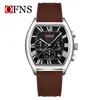 Ofns Nuevo Reloj de Forma de Barril Más Vendido Multifuncional Impermeable Luminoso Romano para Hombre Pequeño de Tres Manecillas con Calendario Reloj de Cuarzo