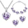 Joyería de cristal con elemento de corazón collar de corazón simple pendientes pulsera juego de tres piezas fabricantes al por mayor 399
