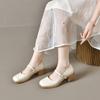Zapatos Mary Jane de Punta Cuadrada para Mujer 2024 Primavera y Verano Nuevo Estilo Coreano Zapatos Bajos con Tacón Medio Zapatos de Tacón Alto para Mujer Mori