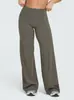 Pantalones de Yoga Europeos y Americanos Transfronterizos de Cintura Alta Levanta Glúteos Adelgazantes Alta Elasticidad Sensación Desnuda Tejido Spandex Caída Pantalones de Pierna Ancha