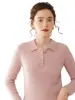 Moda Otoño/Invierno Nueva Casual Suave Cachemir Tejido Capa Base Superior para Mujer, Manga Larga, Cálido, Corte Delgado, Cuello Polo