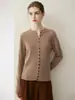 Nuevo Estilo Otoño 2026 Cárdigan 100% Cachemir para Mujer Cuello Redondo Abotonado Tejido Delgado Suéter Ropa Exterior