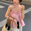 Chaleco sin mangas rosa antiedad para mujer, prenda exterior de verano, prenda interior corta para hombres pequeños