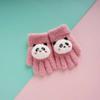 Guantes de invierno para niños con dibujos animados de panda, de lana, tejidos, de cachemira, cálidos, para exteriores, resistentes al frío, de cinco dedos.