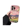 Funda para Teléfono Pintura al Óleo Noche Estrellada en Tono Rosa Adecuada para iPhone 17 Pro Max y Apple 16, Funda Protectora de Cuero Anti-Caídas de Cobertura Total