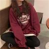 Moletom Amazon Feminino Primavera e Outono Fino Sem Capuz Estilo Coreano Fashionável plus size Solto oversize Top Estampado para Comércio Exterior