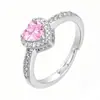 Anillo de Corazón Pequeño de Circonia Colorida de Moda para Mujer, Nuevo Estilo Europeo y Americano, Anillo de Cobre Moderno, Venta Directa del Fabricante