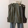 Top Colete Feminino Plus Size Novo Estilo Coreano Gola Redonda Linho Botão Lateral Sem Manga Solto Emagrecimento