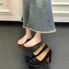 Zapatos Mary Jane Retro Súper Suaves Zapatos de Mujer 2025 Tacones Altos Estilo Nuevo Boca Baja Moño Punta Redonda Estilo Francés