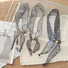 Bufanda Estrecha Larga de Lino de Verano para Mujer, Estilo Japonés, Cinta Artística Vintage para el Día a Día, Accesorio Francés, Pañuelo Pequeño para el Cuello para Mujer