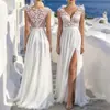 2027 Europeu e Americano Comércio Exterior Transfronteiriço Novos Vestidos de Noiva Amazon Wish Vestido de Noite Sexy com Fenda de Renda Atacado