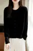 Cárdigan de algodón puro con múltiples botones y cuello redondo para mujer, estilo básico simple, holgado y adelgazante, versátil para primavera y otoño, prenda exterior tejida